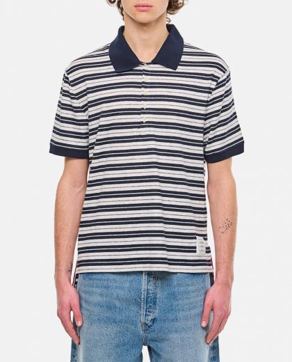 dark blue striped polo