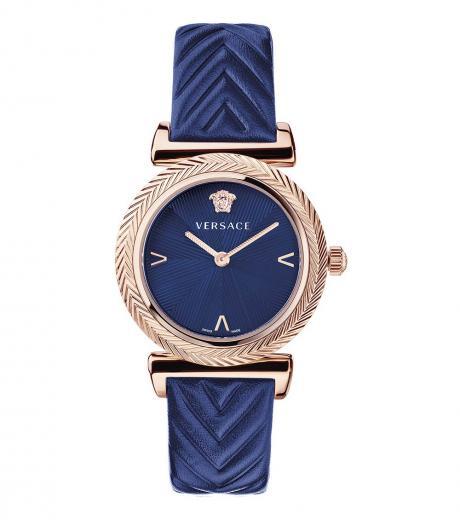 dark blue v-motif watch