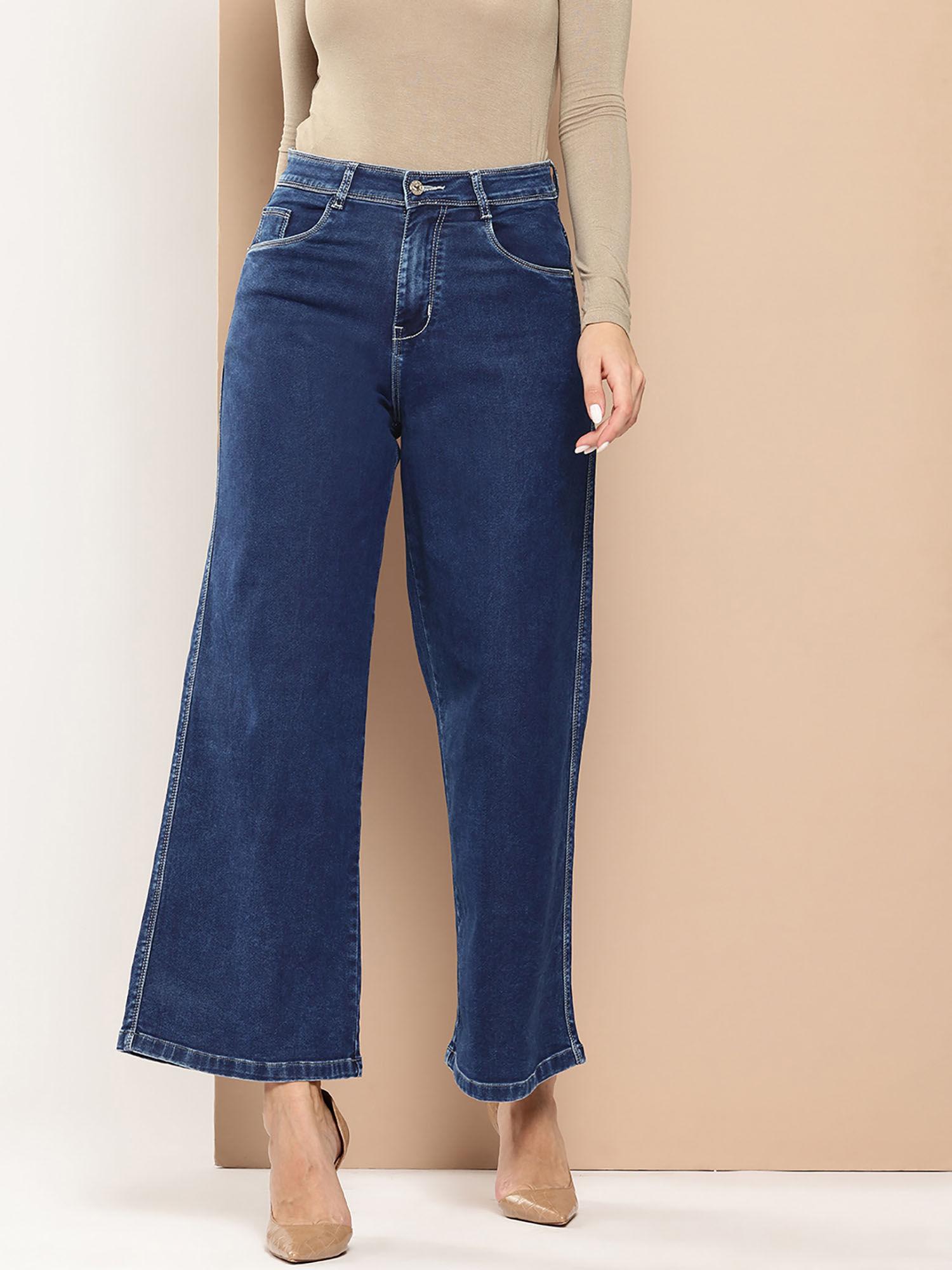 dark blue wide leg jeans