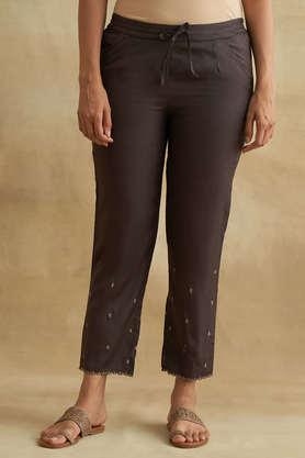 dark brown  solid straight pants - dark brown