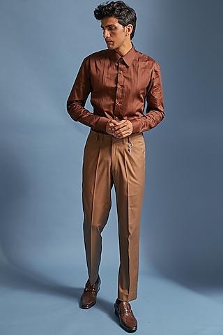 dark brown box pleated shirt