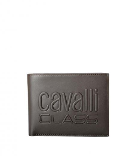 dark brown embossed logo wallet