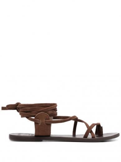 dark brown leather sandals