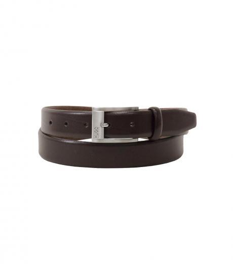 dark brown logo buckle belt
