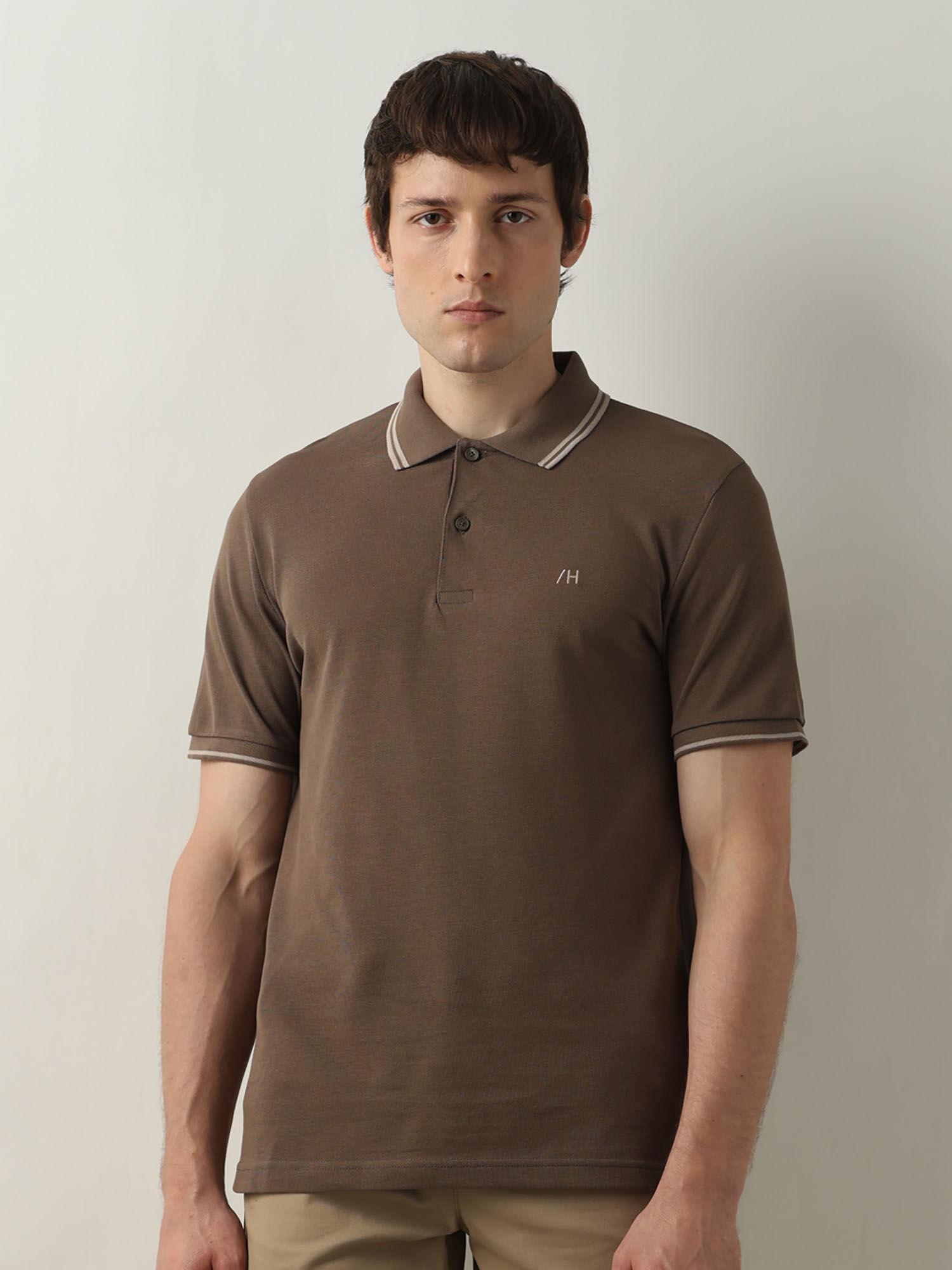 dark brown organic cotton polo t-shirt