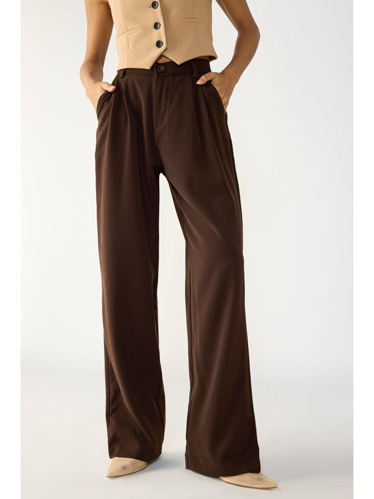 dark brown pleated korean trouser