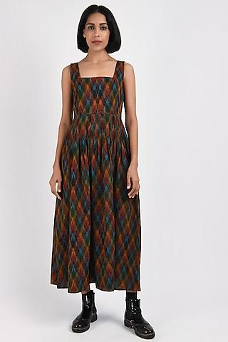 dark brown printed handcrafted dress