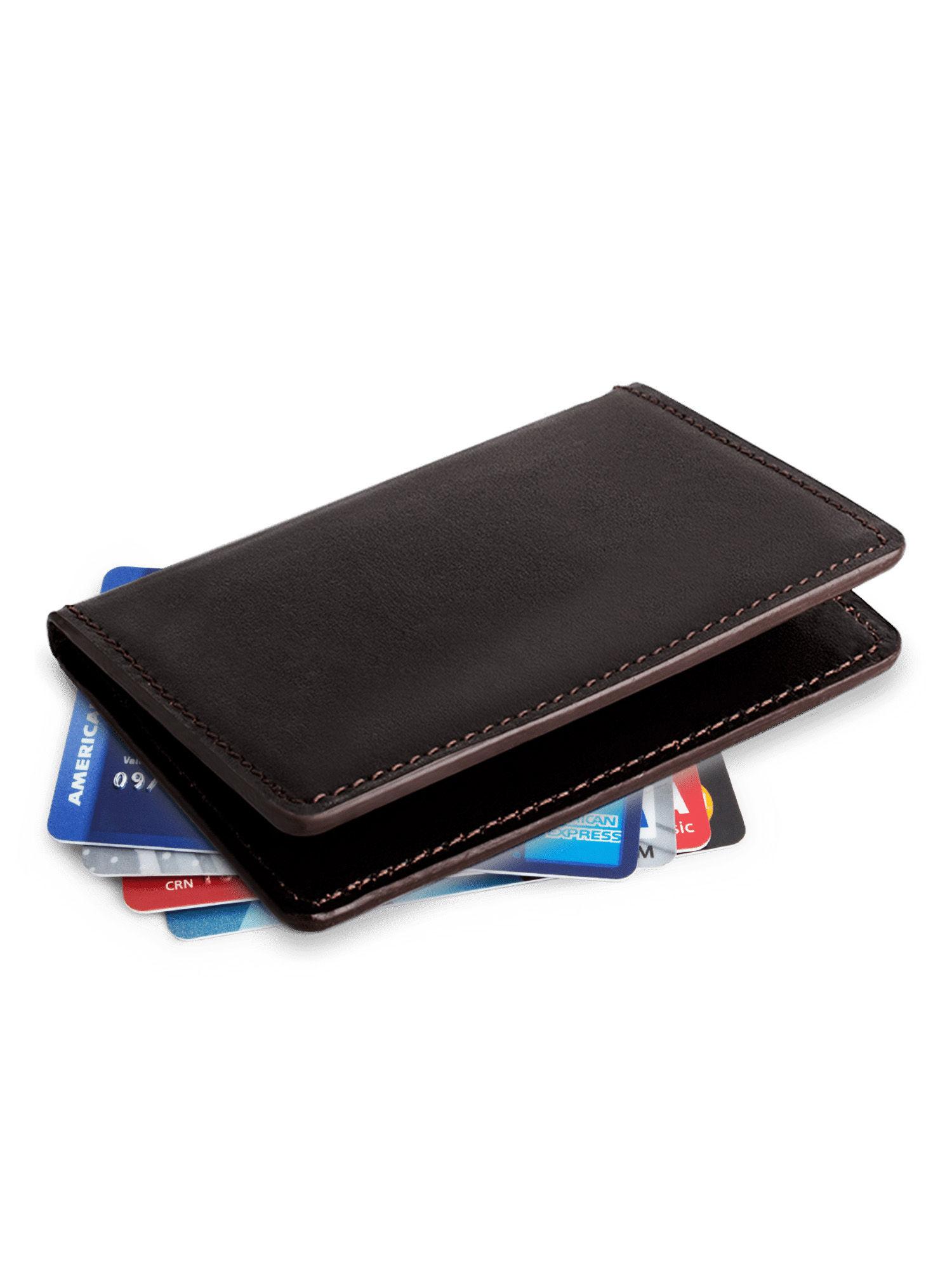 dark brown real leather card wallet