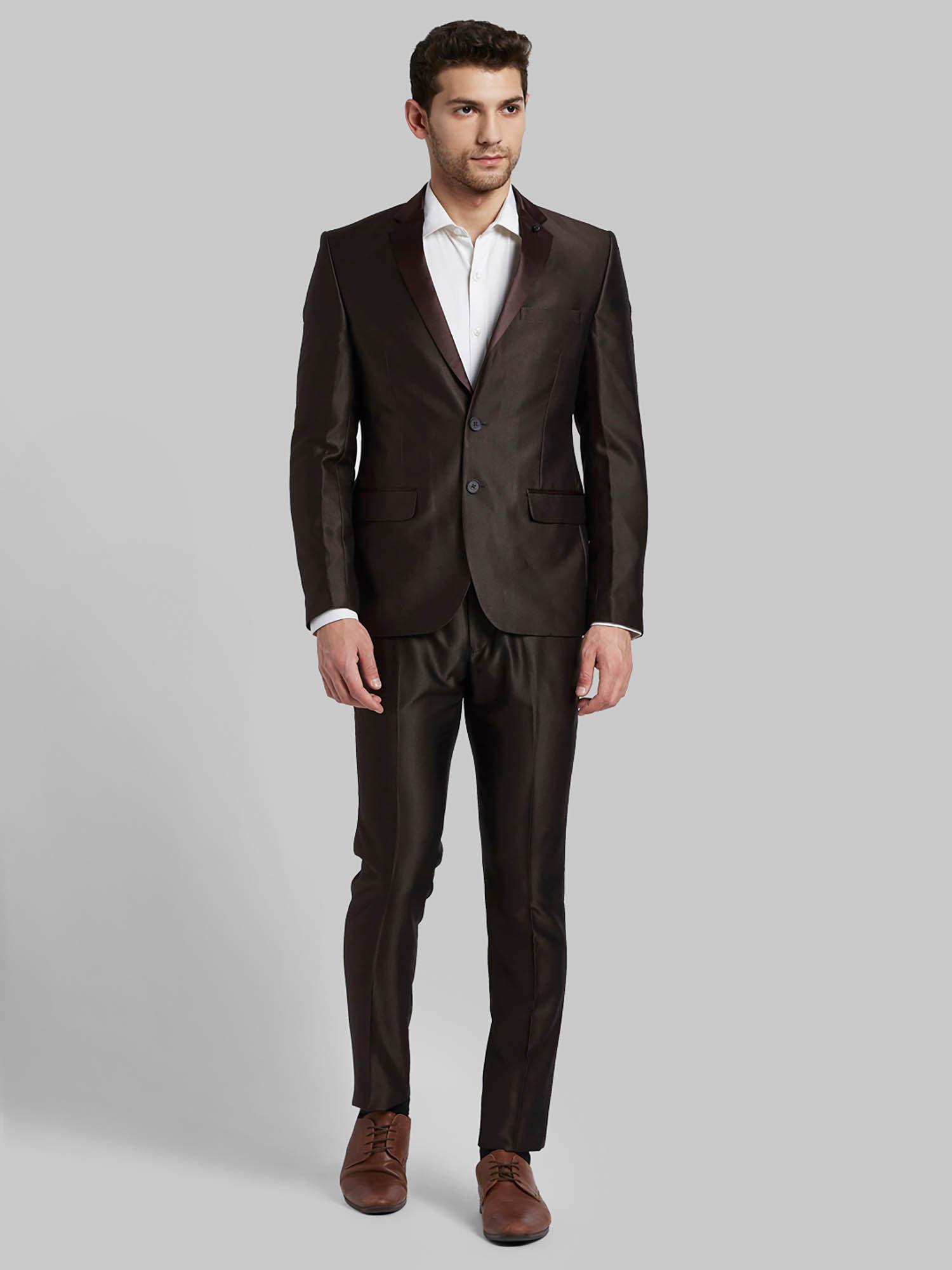 dark brown solid blazer and trouser (set of 2)