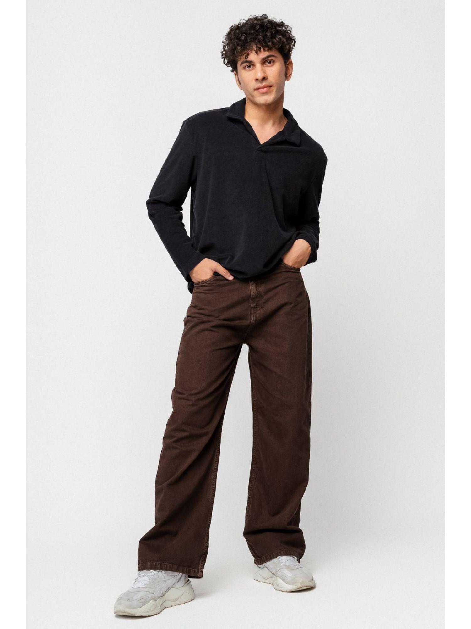 dark brown straight men's jeans