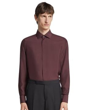 dark burgundy silk evening shirt