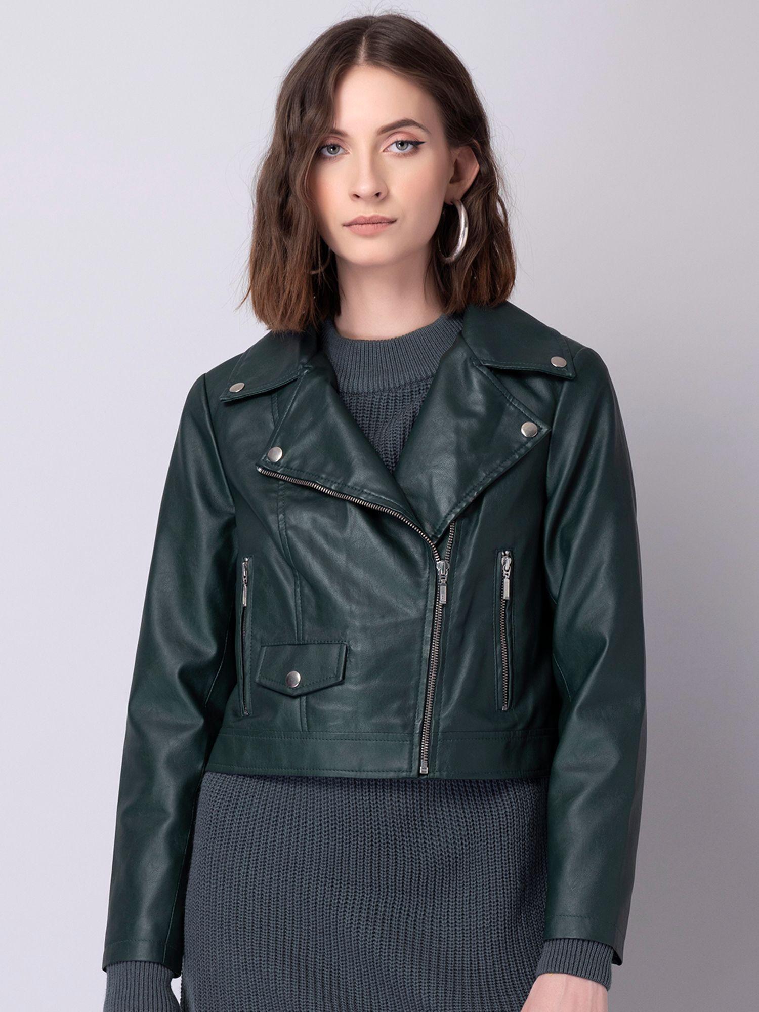 dark green biker jacket