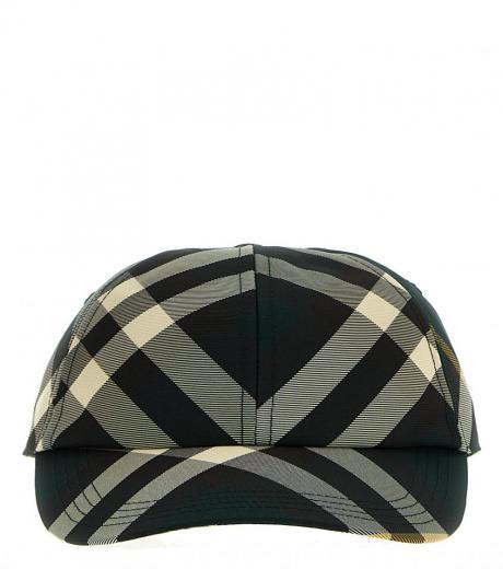 dark green check cap