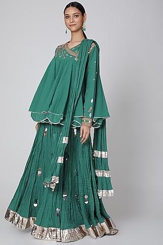 dark green embroidered kurta set