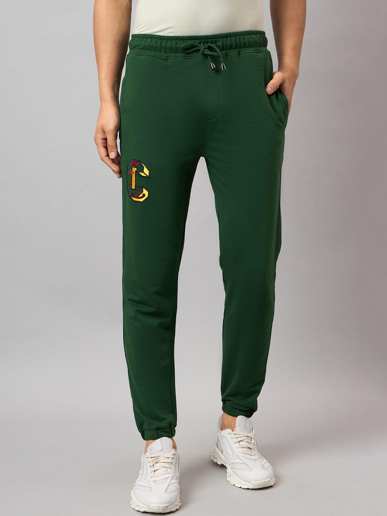 dark green embroidery track pant