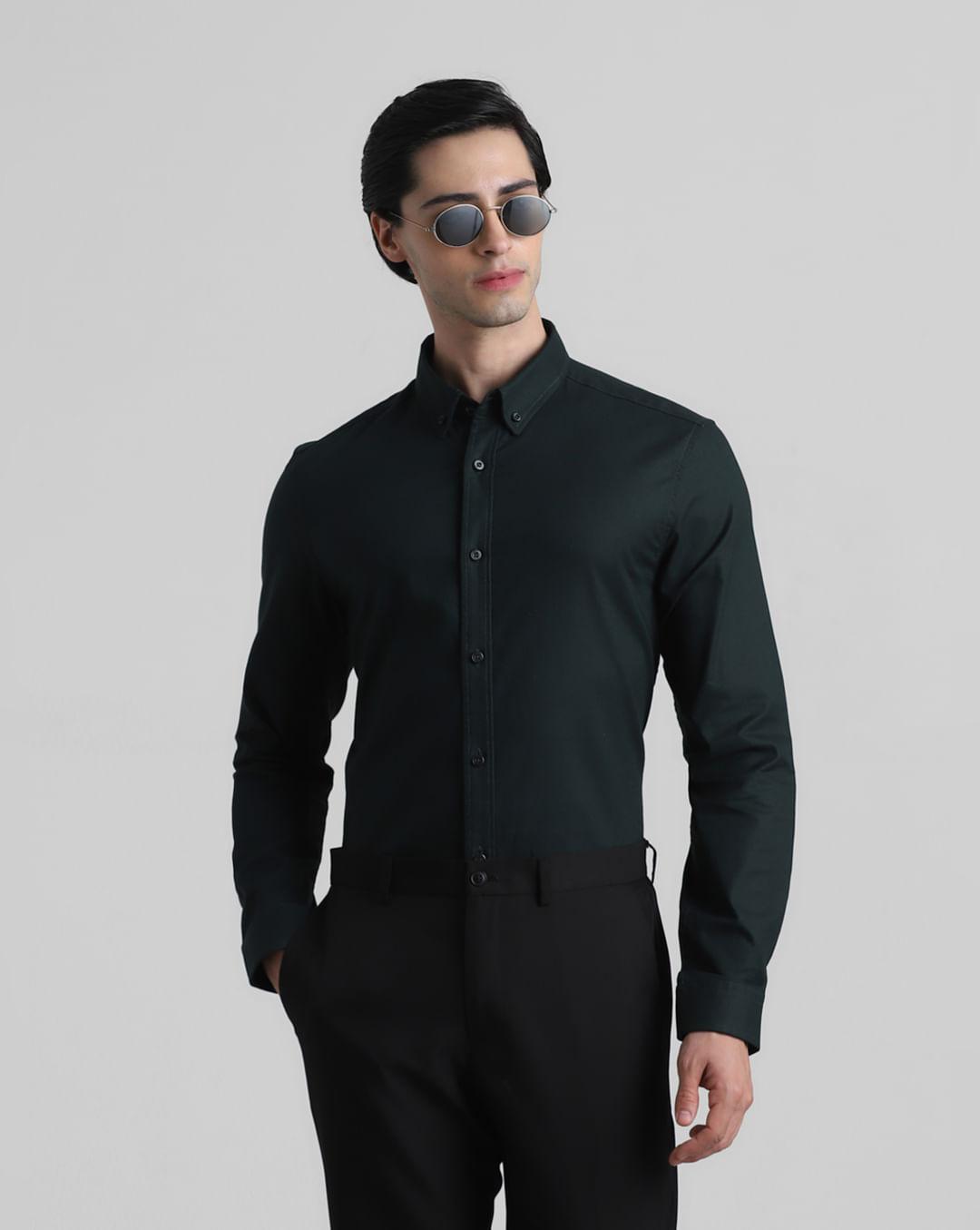 dark green formal full sleeves shirt