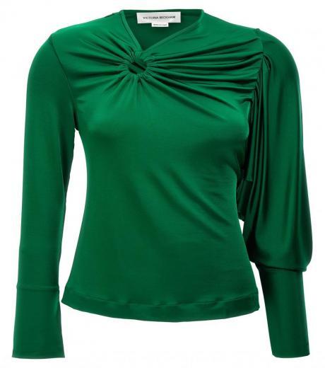 dark green gathered circle detail top