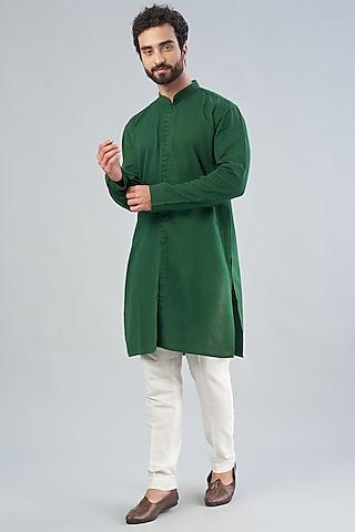 dark green khadi cotton kurta
