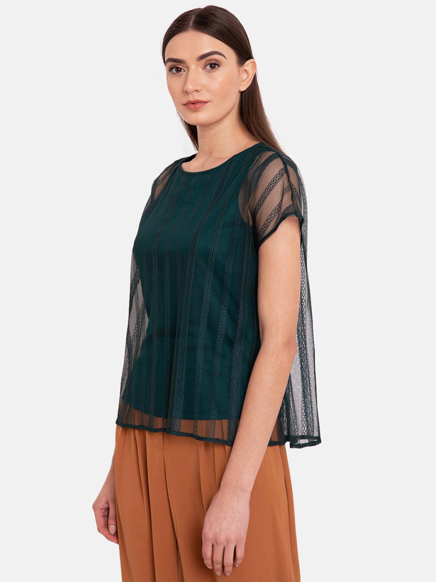 dark green lace overlay top