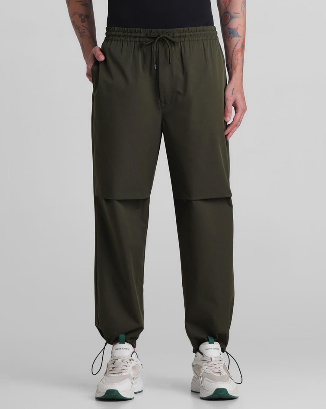 dark green mid rise casual pants