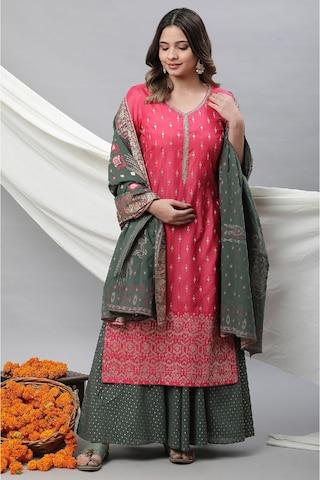 dark green print cotton dupatta