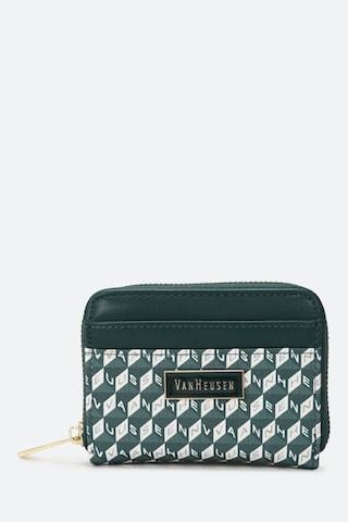 dark green printeded formal leather women wallet