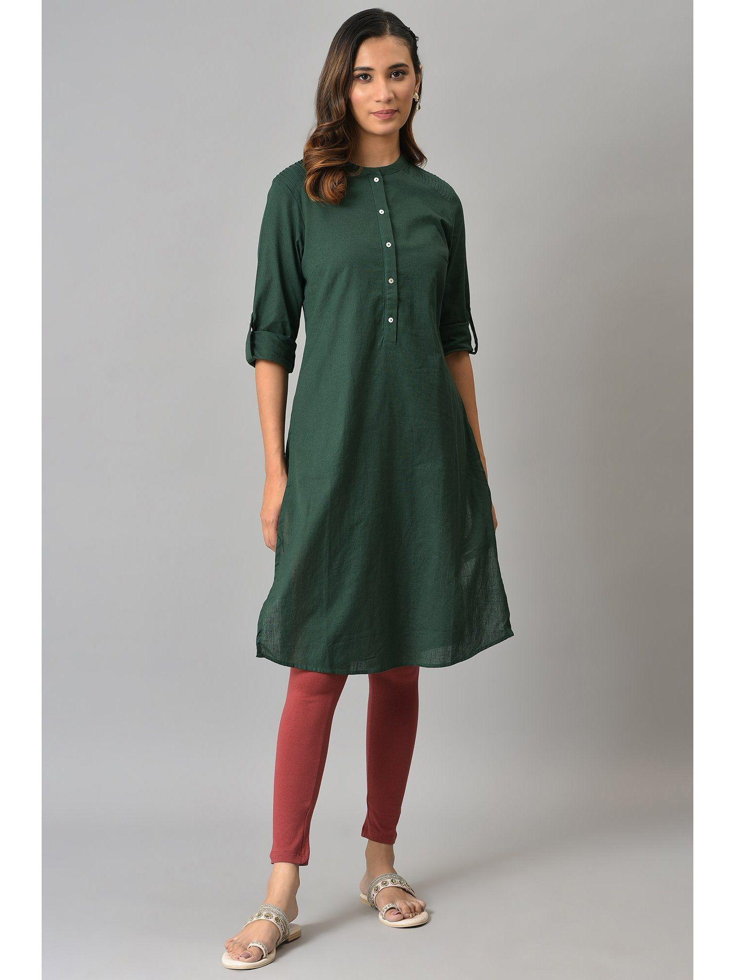 dark green solid kurta