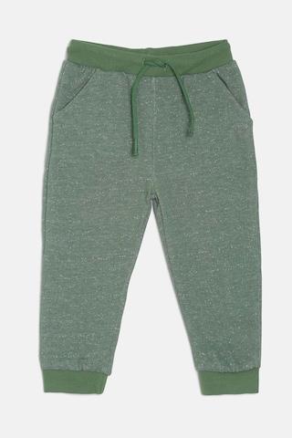 dark green textured full length casual boys regular fit pants