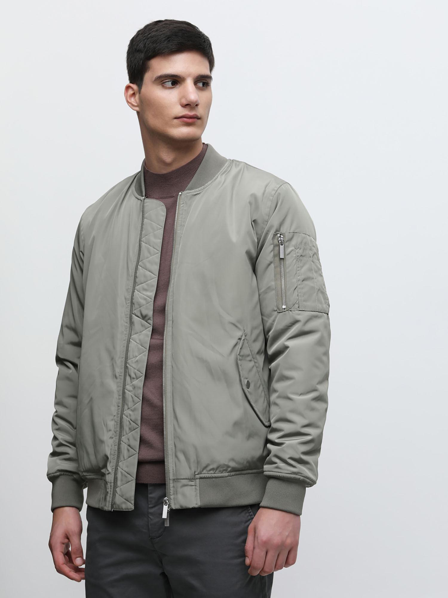 dark green zip up bomber jacket