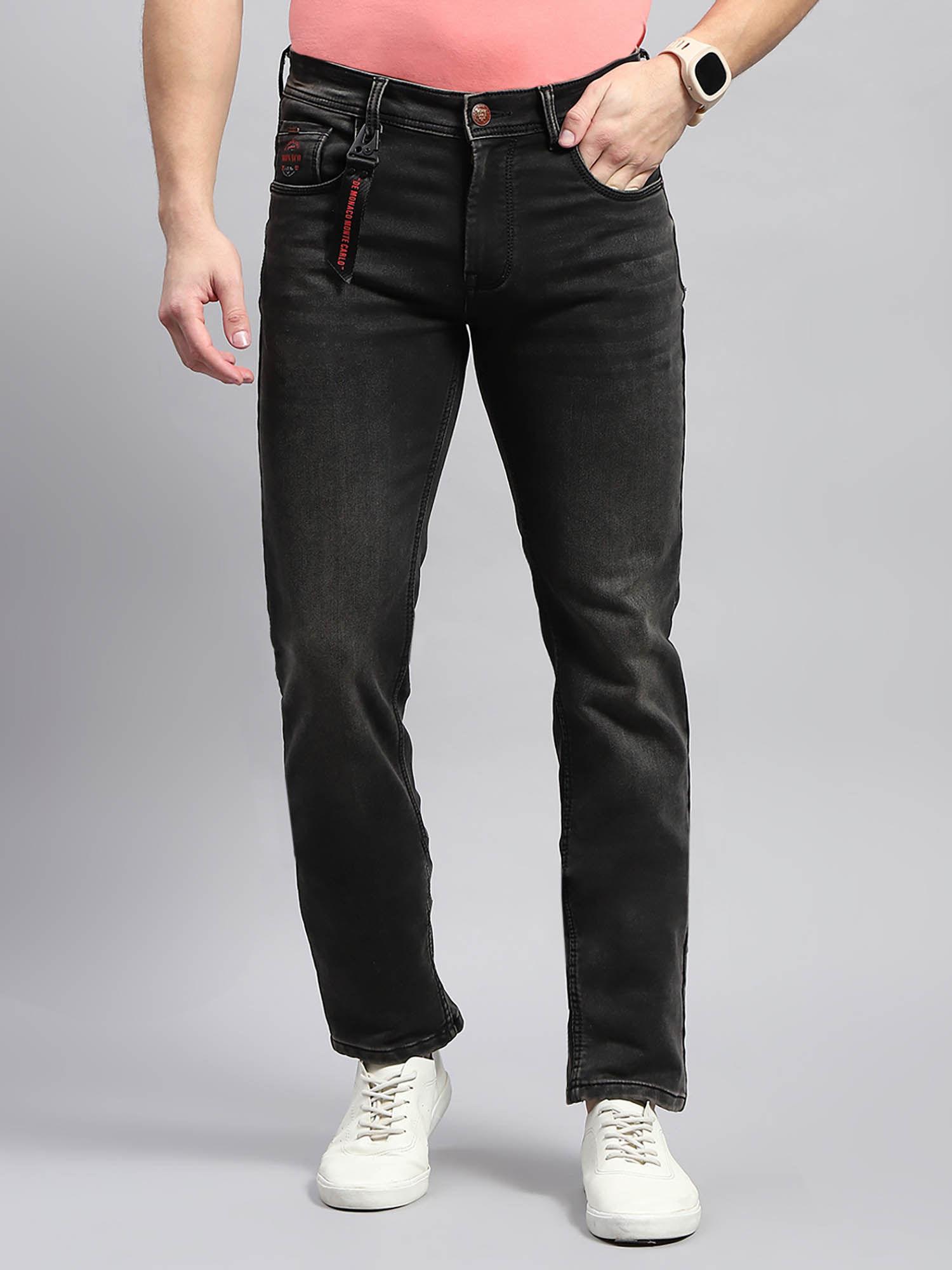 dark grey light wash narrow denim