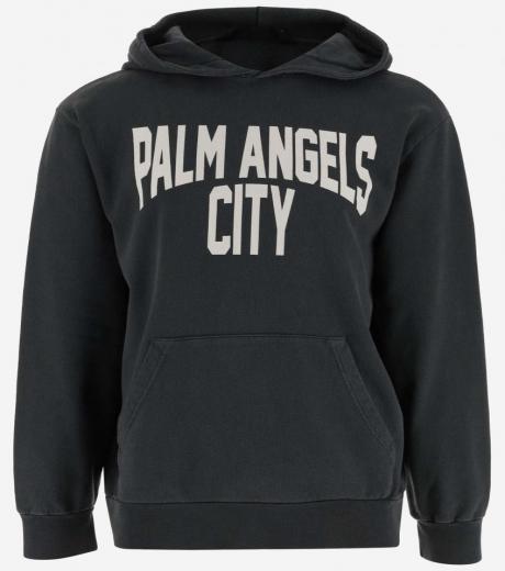 dark grey logo print hoodie