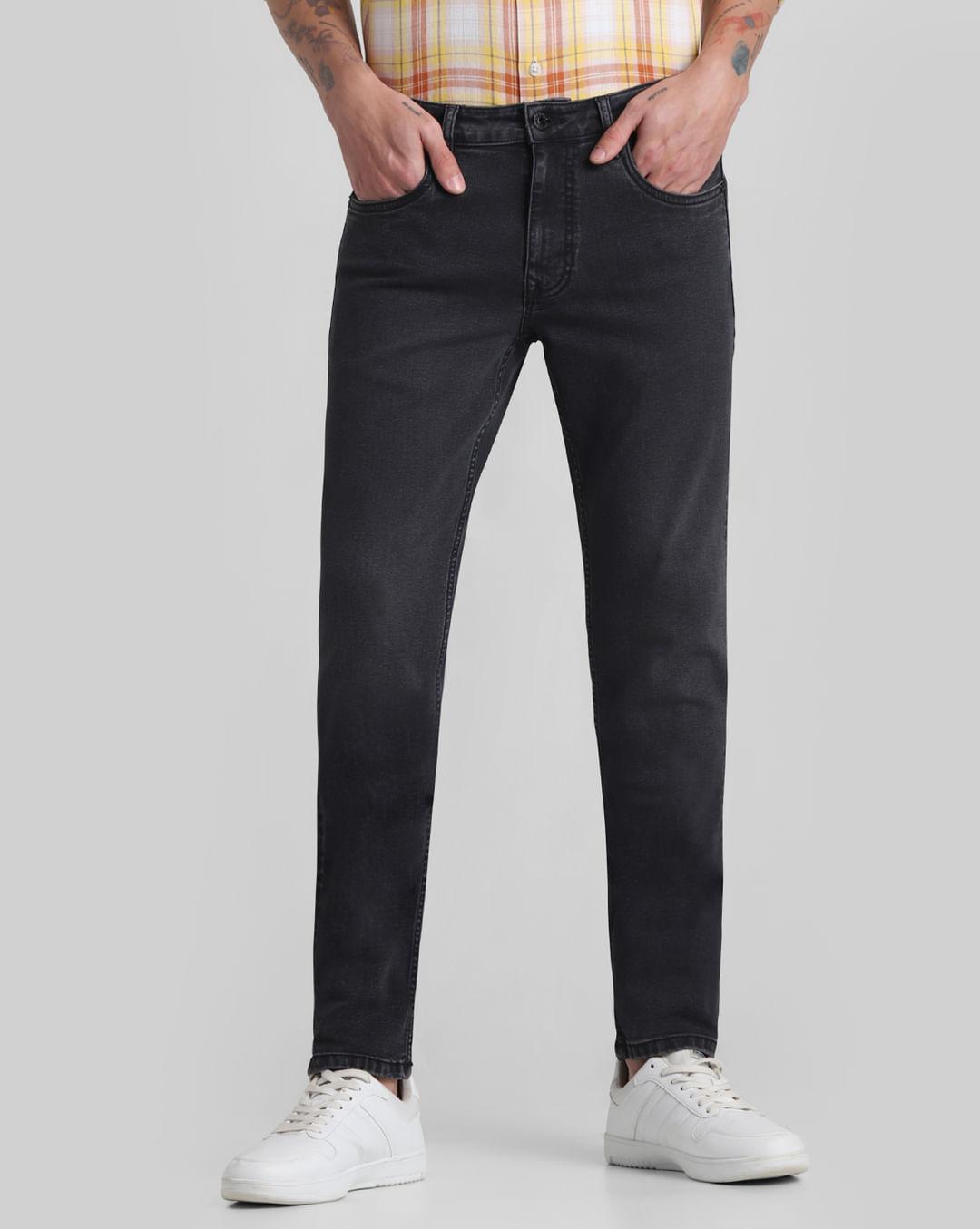 dark grey low rise slim fit jeans