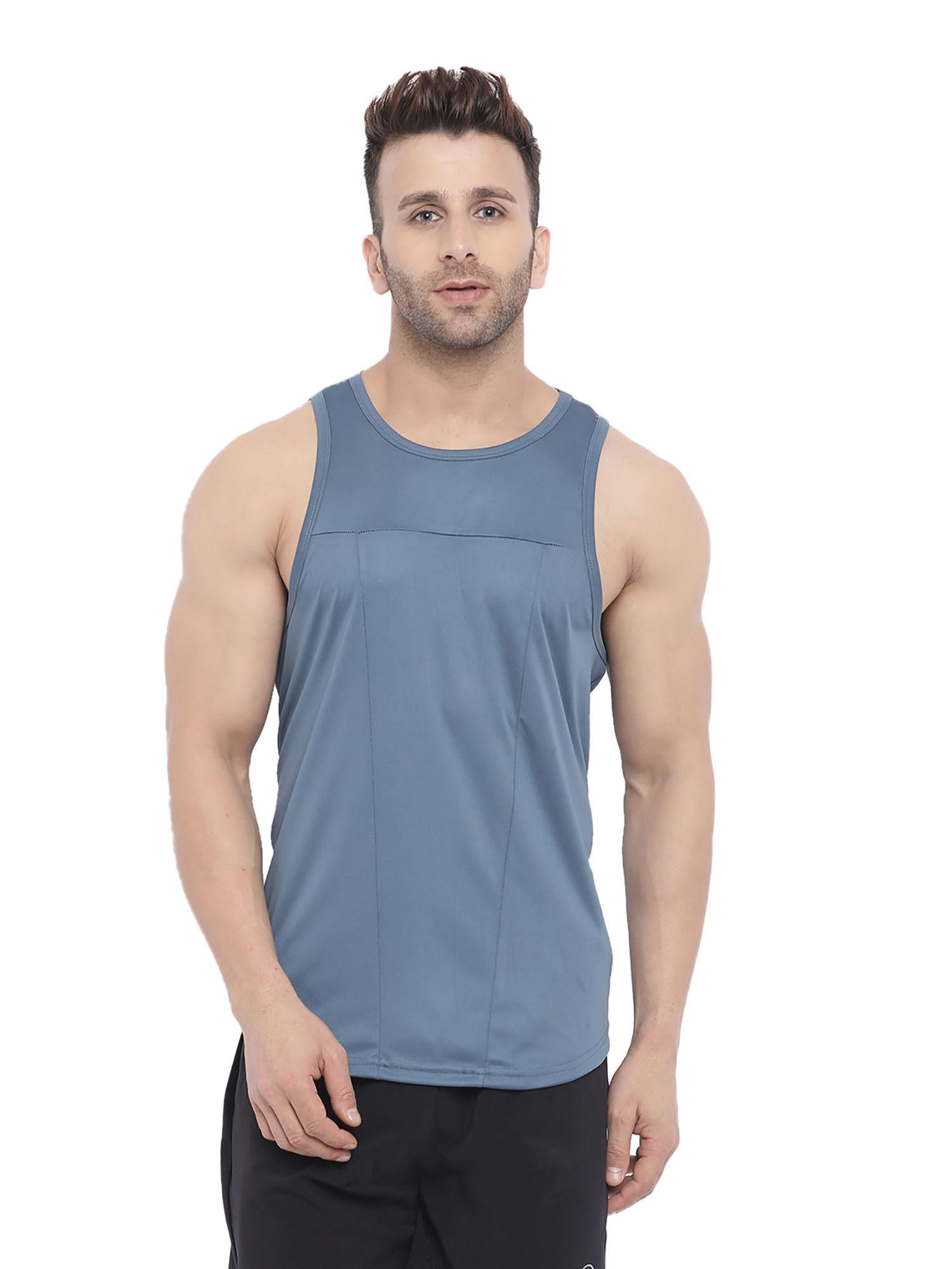 dark grey men gym tank tops grey