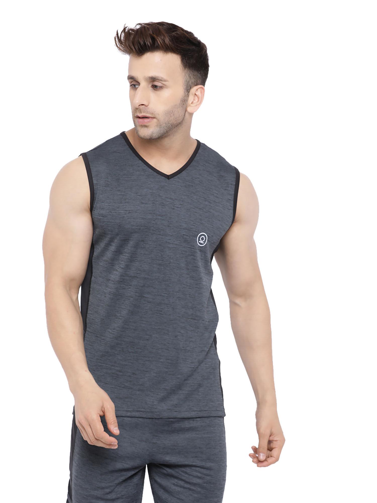 dark grey men gym tank tops grey