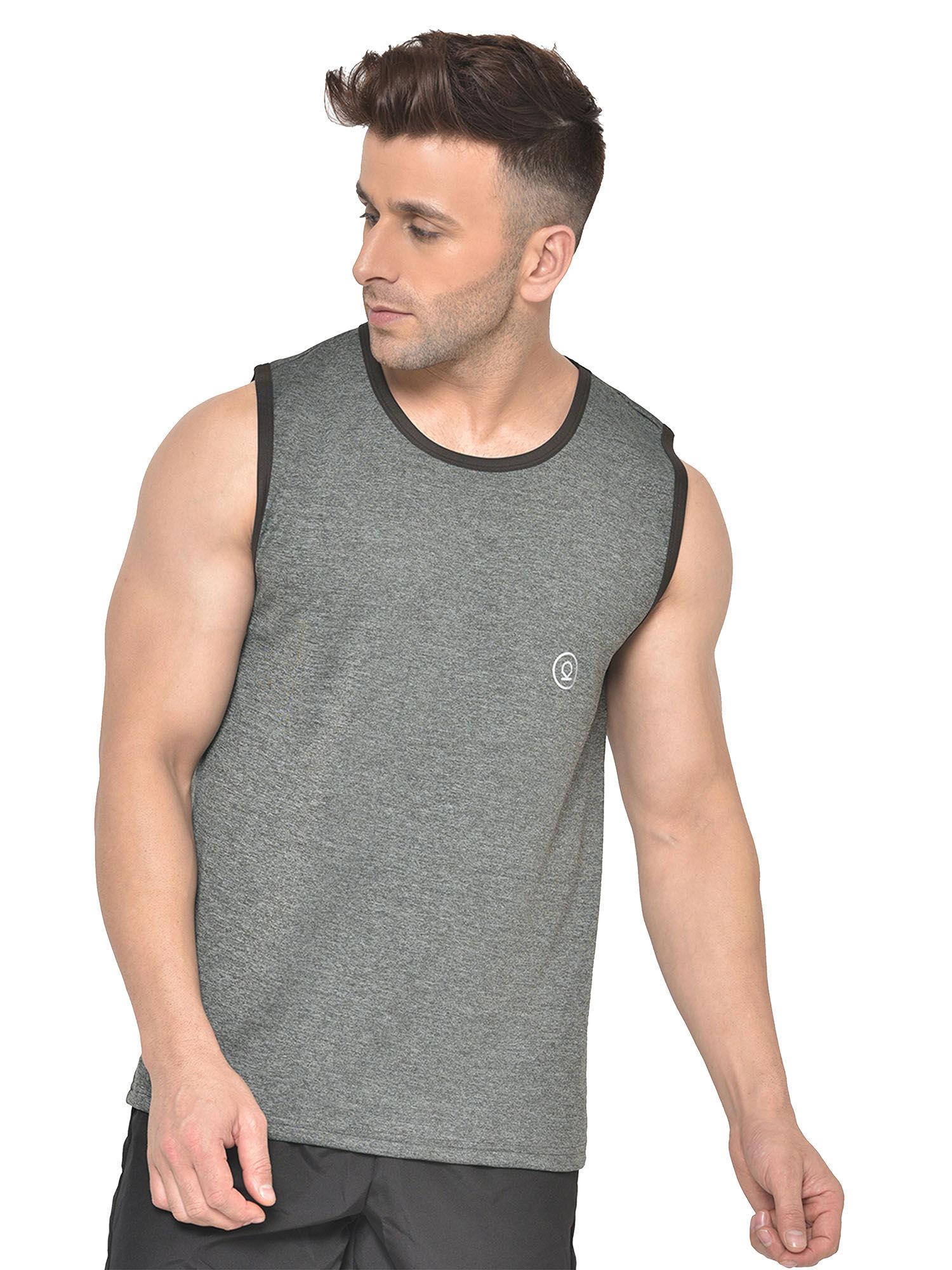 dark grey men gym tank tops grey