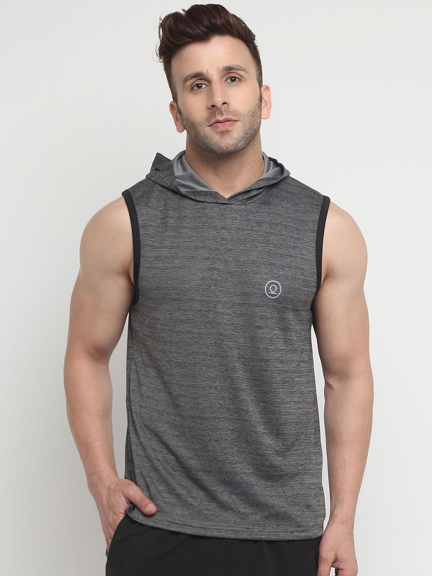 dark grey men gym tank tops grey