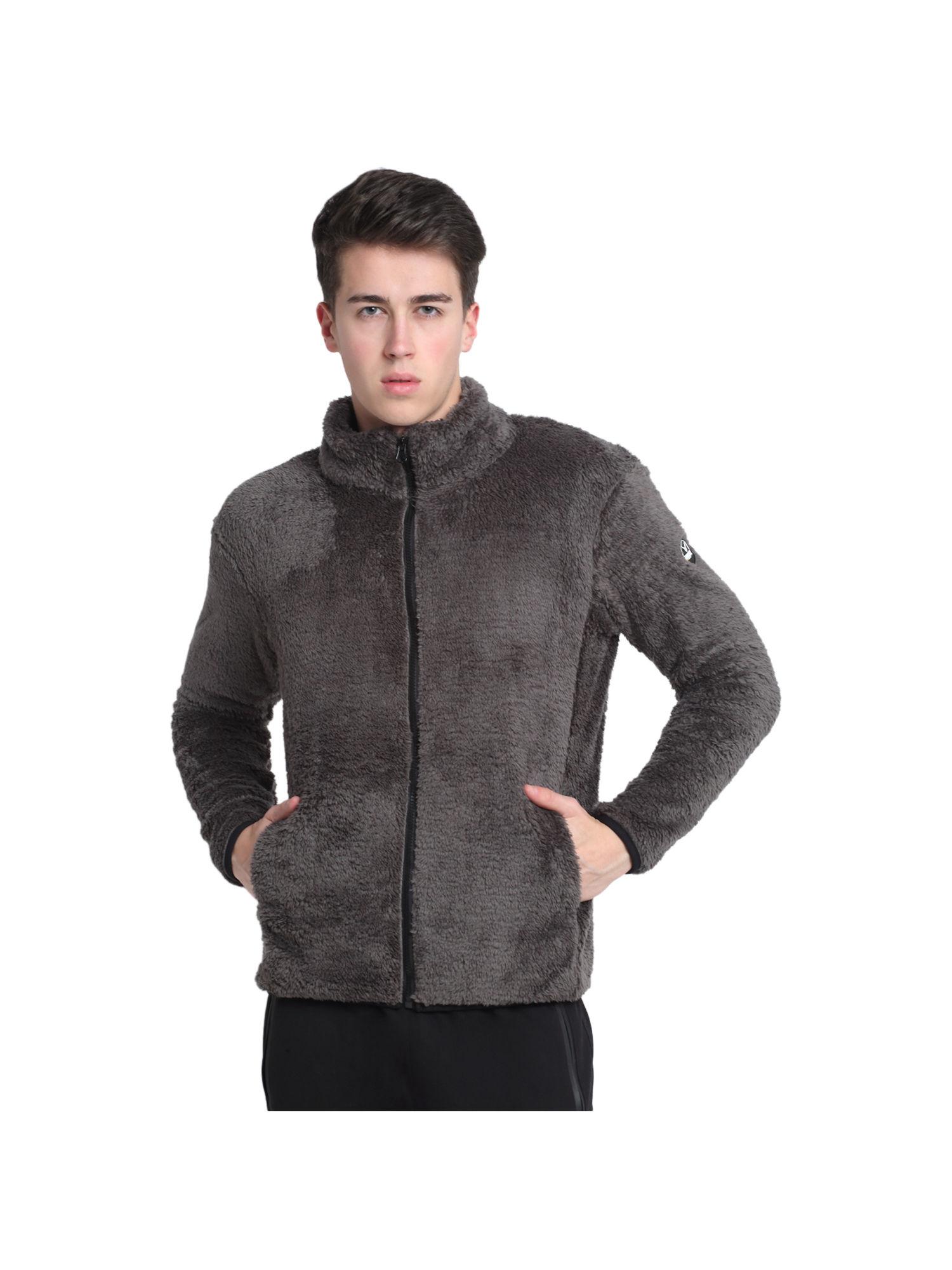 dark grey mens double sherpa jacket