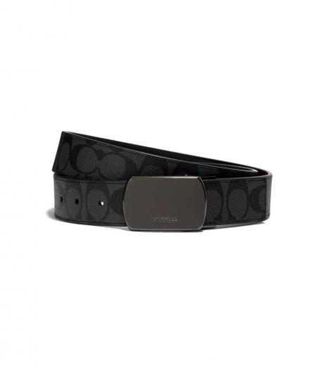 dark grey plaque buckle cut to size reversible belt