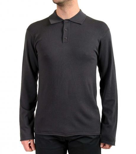 dark grey polo style sweater