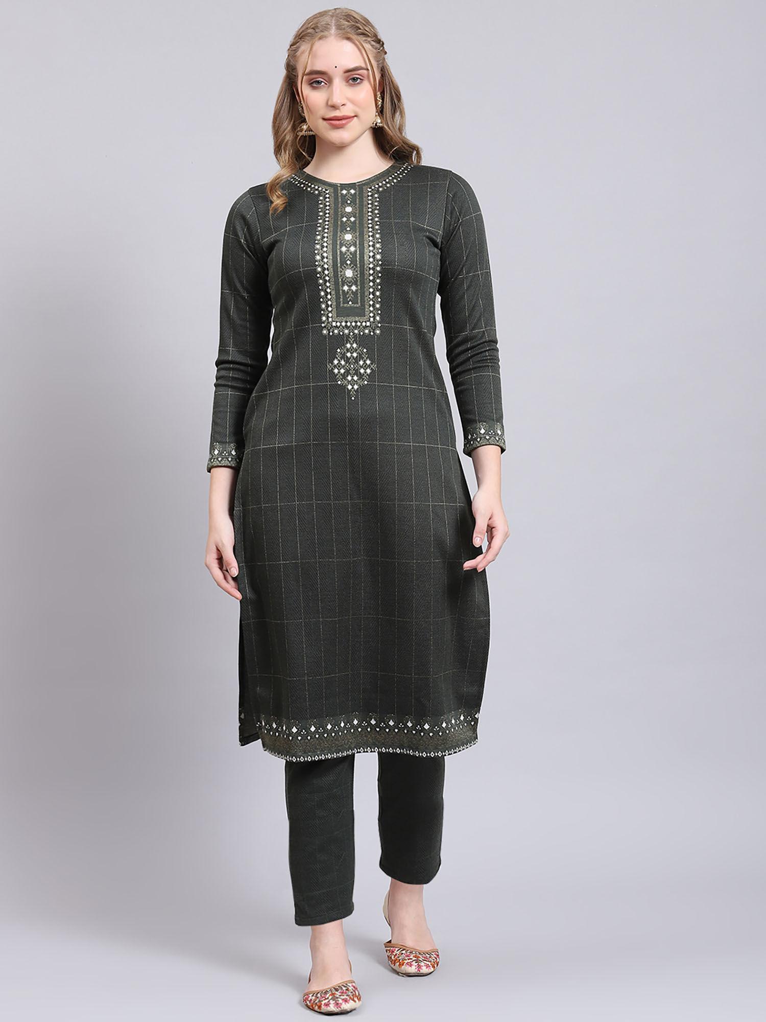 dark grey printed kurta and lower (set of 2)