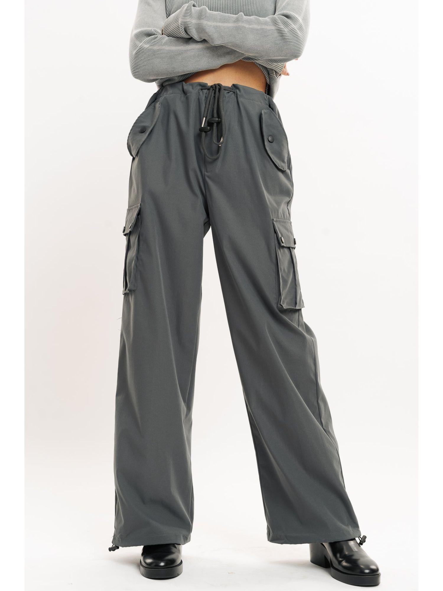 dark grey wide leg cargo trouser