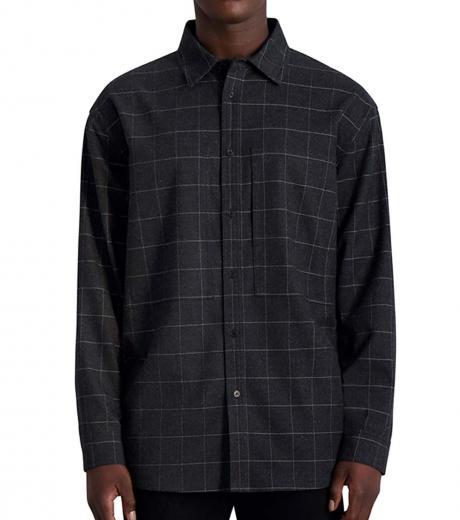 dark grey windowpane button down shirt