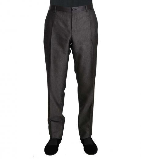 dark grey wool silk patterned trousers