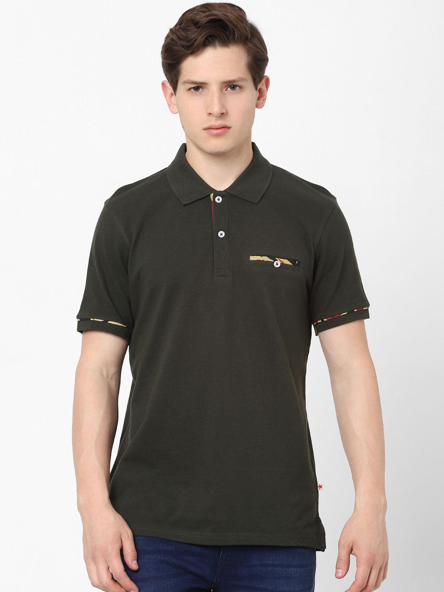 dark kaki polo t-shirt