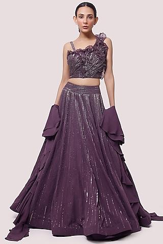 dark lilac embellished lehenga set