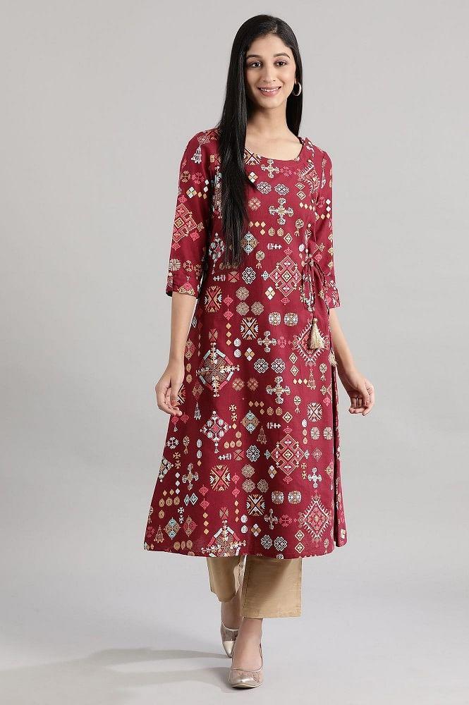 dark maroon a-line kurta