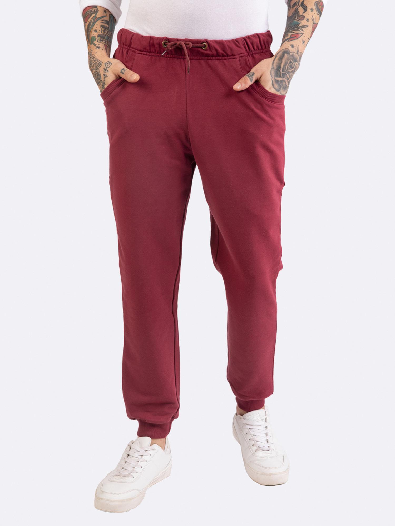 dark maroon casual jogger pants