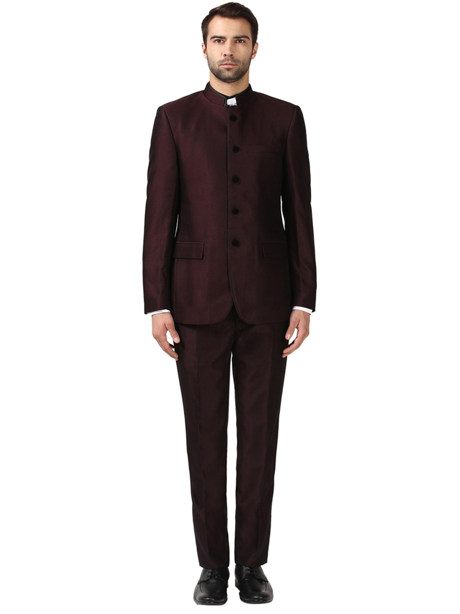 dark maroon solid 2 piece suit