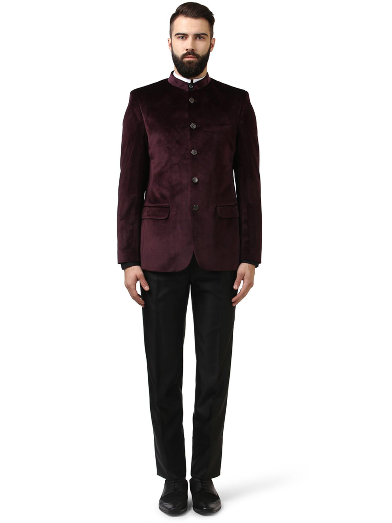 dark maroon solid 2-piece suit