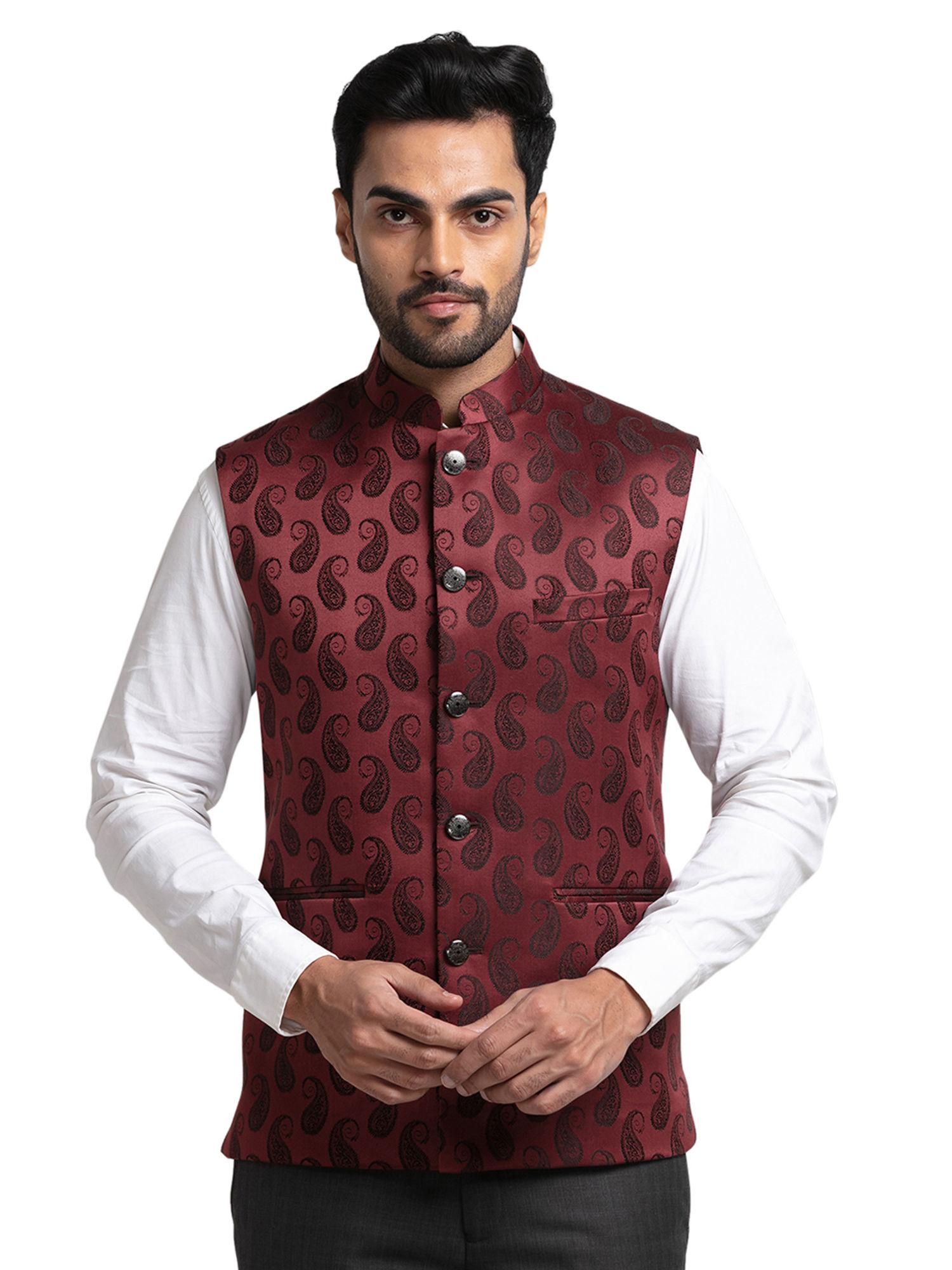 dark maroon waistcoat